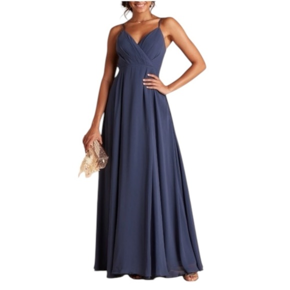 Birdy Grey Kaia Dress Chiffon Bridesmaid Prom Formal -Slate Blue -Size XXL - NWT - Picture 3 of 12